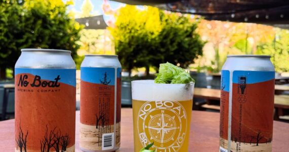 No Boat Brewing Company harvests fresh hops for its brews. Photo courtesy of No Boat Brewing Company