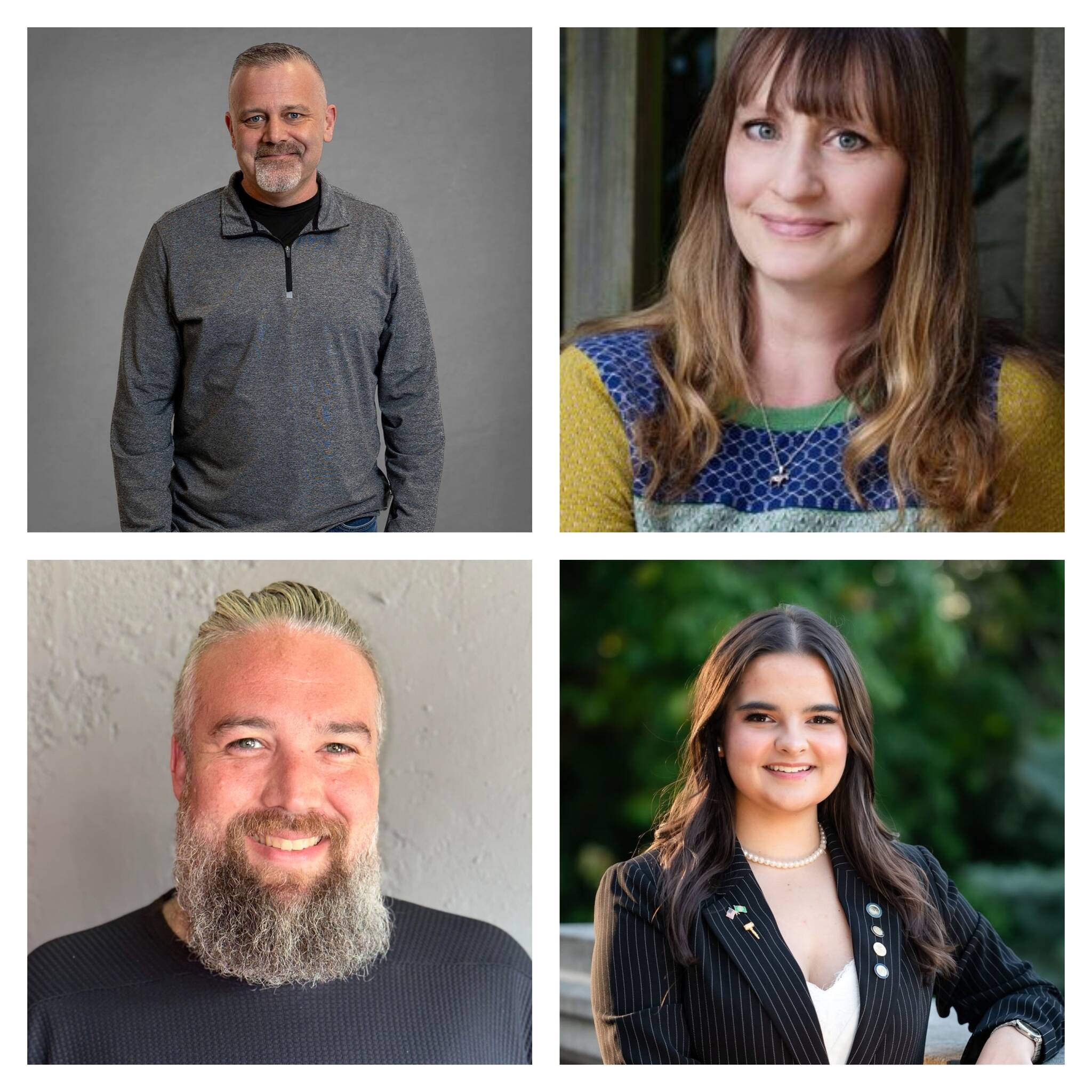 Top row: Jim Ribail and Rachael Pearson. Bottom row: Max Voelker and Rohana Joshi.