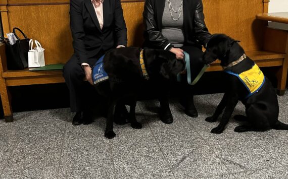 Courtesy photo
Page Ulrey and Felicia Ako of the Courthouse with Errol.