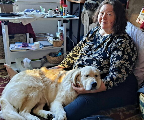 <p>Kay Feather with her Battle Buddy Kyro. Photo courtesy of Northwest Battle Buddies.</p>