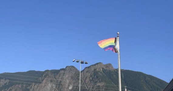 The Progress Pride flag that was outside Pacific Crest Environmental. Photo courtesy of Pacific Crest Environmental