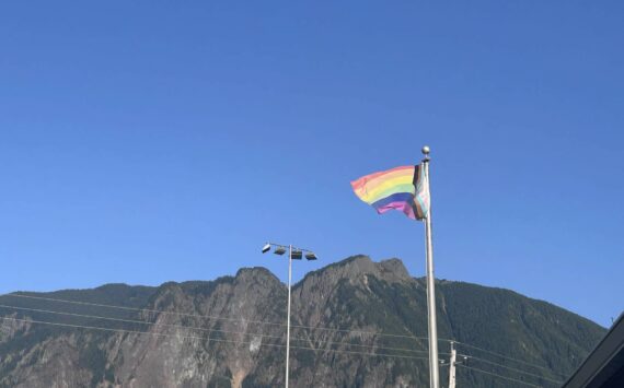 The Progress Pride flag that was outside Pacific Crest Environmental. Photo courtesy of Pacific Crest Environmental