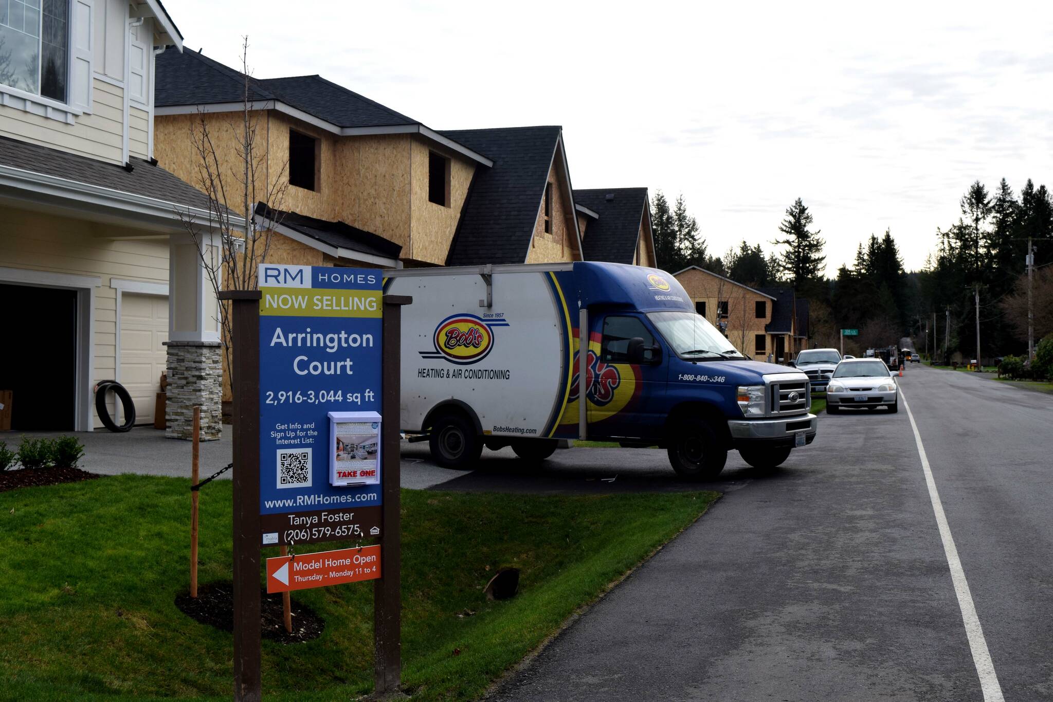 Some of the 17 houses of the Arlington Court development along 324th Avenue SE in Fall City during construction in 2021. File photo