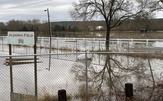 Flood waters fill Aldarra Fields in Fall City, Dec. 9, 2025. Photo courtesy of Angela Donaldson