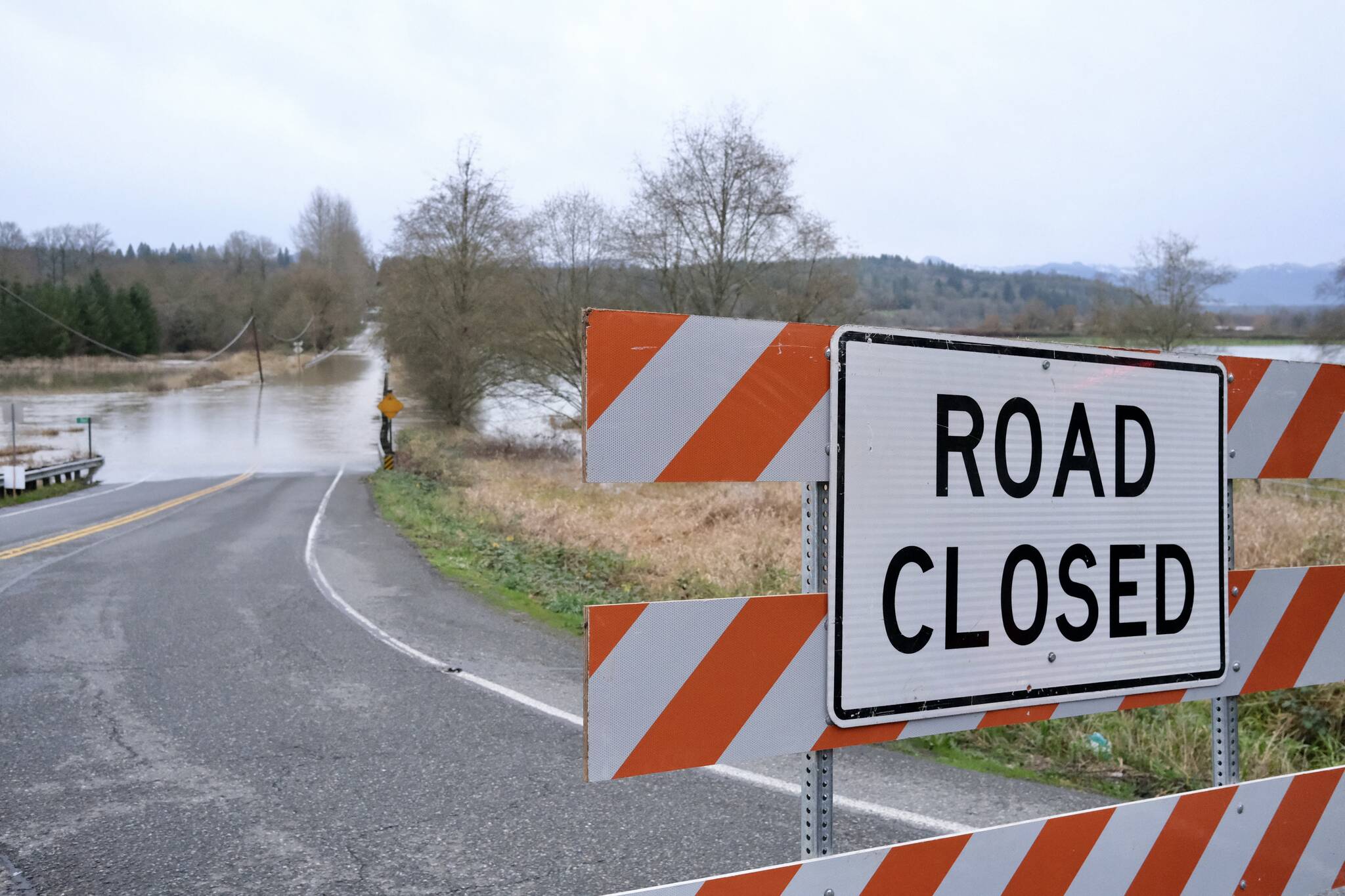 NE 124th Street is closed outside of Duvall, Dec. 9, 2025. (Grace Gorenflo/Valley Record)