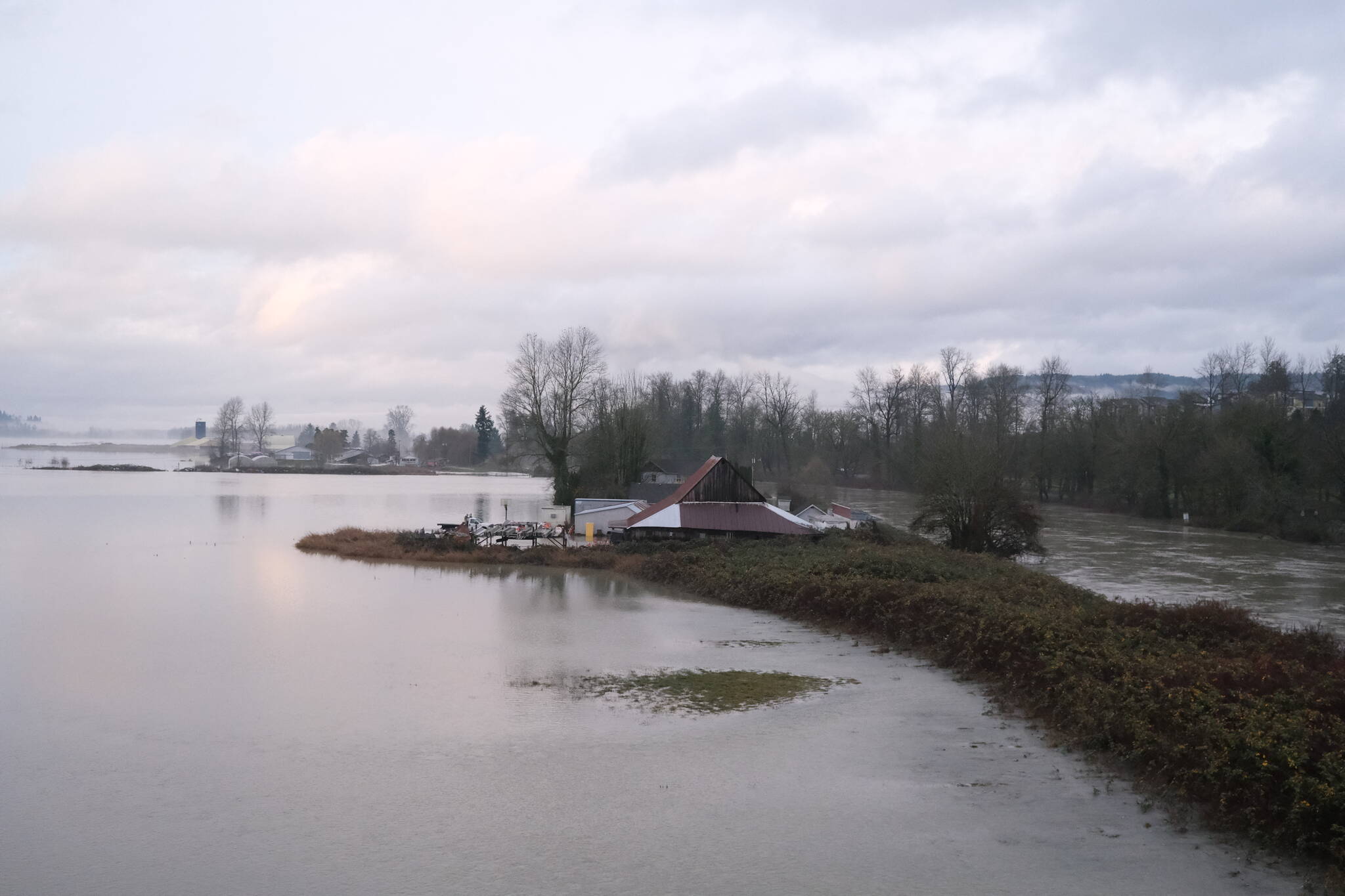 A farm is flooded outside Duvall, Dec. 12, 2025. (Grace Gorenflo/Valley Record)
