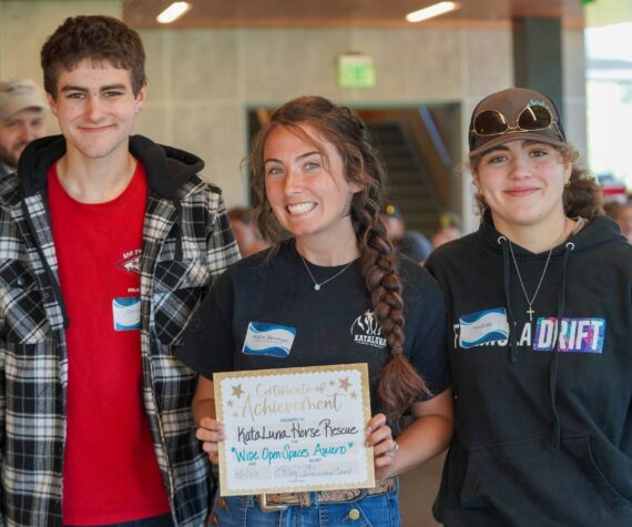 <p>Photo courtesy of the Snoqualmie Valley School District </p>
                                <p>Two Rivers student Maddie Merseal (right) stands for a photo with her internship mentor Katie Berman (middle) at the 2025 mentor brunch.</p>
