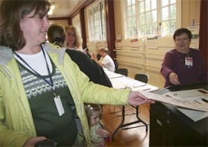 Fulfilling her civic duty on Election Day