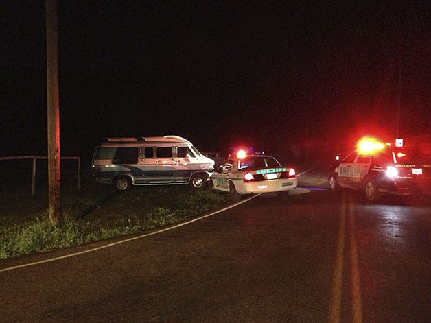 King County Sheriff's Deputies encounter a crashed van near Reinig Road outside of Snoqualmie. A suspect attempting to flee arrest drove at a deputy early Thursday