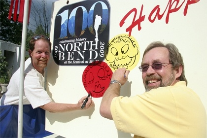 Adding their John Hancocks to the new North Bend Centennial Birthday Card