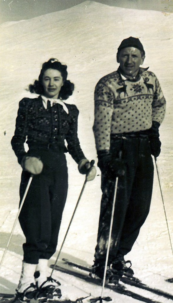 Marie Nichols skis at Alaska’s Independence Mine slope in 1942 with first husband Harold. She was an avid