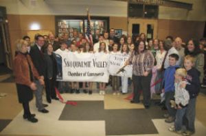 There were big smiles in a crowd of students