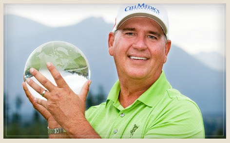 Boeing Classic tournament champ John Riegger holds the trophy Sunday