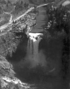 This aerial image of Snoqualmie Falls was snapped in 1933. This and other historic Valley images may be purchased at www.snoqualmievalleymuseum.org by clicking on the “order photos online” link.