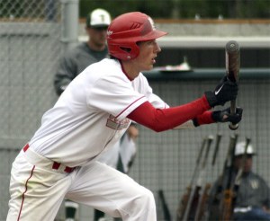Max Brown goes for a bunt during a late inning in the Mount Si defeat of Timberline Saturday