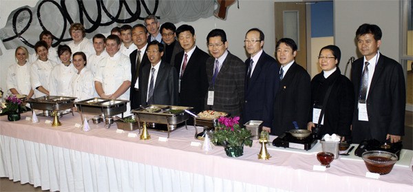 At a welcome ceremony for Snoqualmie's sister city visitors from Gangjin Korea