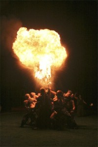 Members of the Ignition fire performance troupe light up the night at Mount Si High School Friday