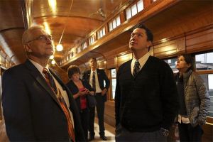 Sound Cities Association board members Don Gerend (Sammamish) and Bill Allison (Maple Valley) take in the Messenger of Peace Chapel Car on a February 25 of the Northwest Railway Museum