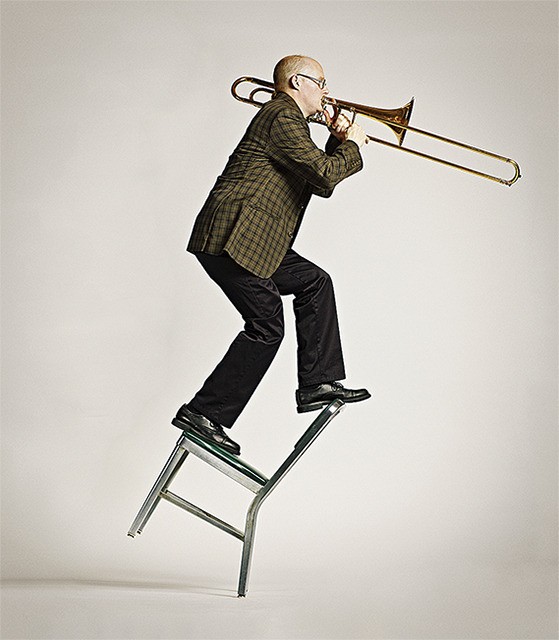 Jazz trombonist David Marriott Jr. poses in his promo photo.