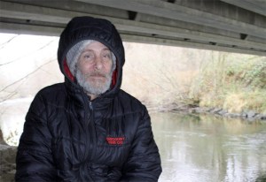 Sheltering under a highway bridge in North Bend