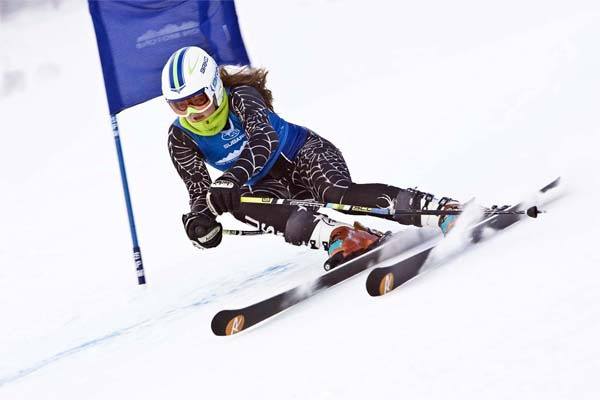 Anna Mounsey performs a giant slalom at the Western Region Elite Tech Series in Wyoming. She competed at nationals with the United States Ski Association’s regional team.