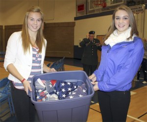 Snoqualmie Middle School students with collected flags