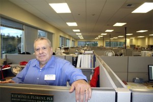 King County engineer Ray Florent takes in the view from his office on Snoqualmie Ridge