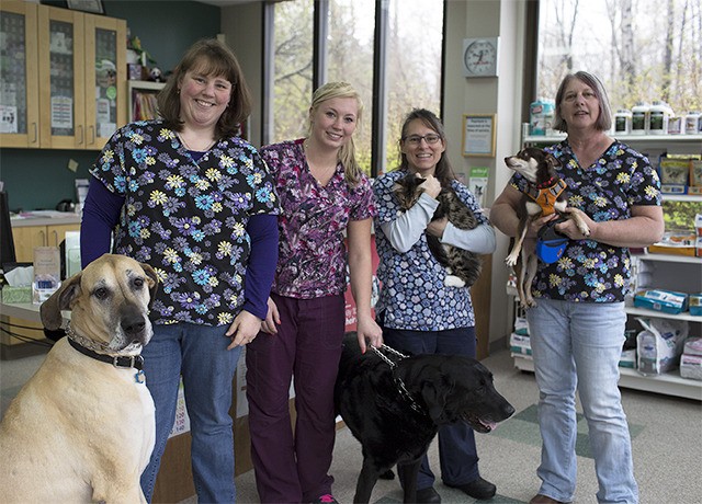 Pictured from left are North Bend Animal Clinic staff members Jeninne Nelson
