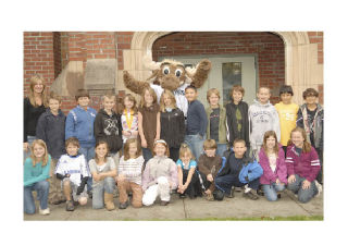 The Mariner Moose helped all 640 students at Fall City Elementary School celebrate school achievements in fitness