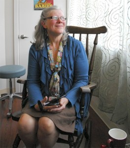 Roxanne Spring holds a fetuscope