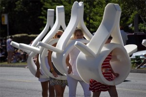 Flexing their parade entry ‘spine