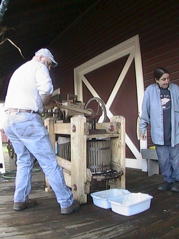 Fresh cider squeezing by volunteers at the Northwest Railway Museum in Snoqualmie