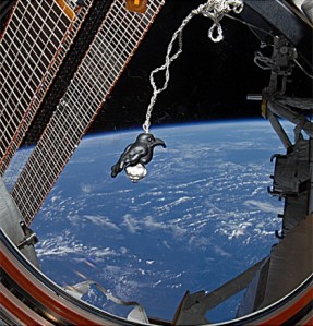 A glass raven amulet