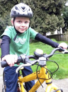 Austin Higgins wears his bike helmet. Helmets are the best protection against concussion.