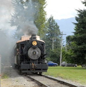 The Santa Cruz Portland Cement Company Locomotive 2 provides steam power for train rides from the Northwest Railway Museum for Railroad Days and through the summer.