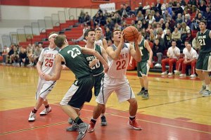 Mark Farmer gets takes the ball from Skyline’s possession and goes for a shot in their game on Feb. 2.