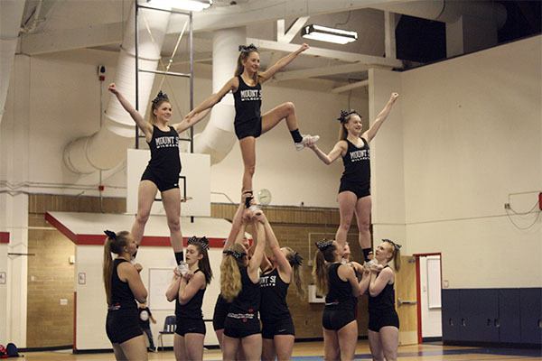 The Mount Si red team performed their nationals routine at a send-off event Tuesday.