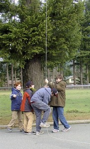 To raise their wire radio antenna