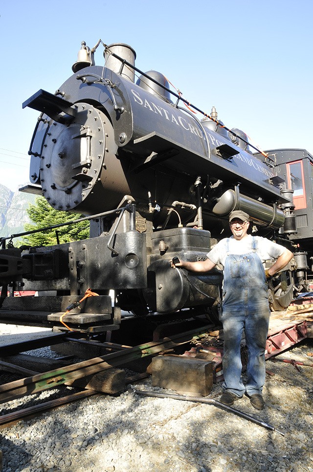 A steam-powered train engine