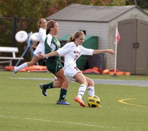Mount Si freshman forward Miranda Fischer sets up her goal shot