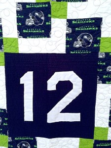 A closer look at the Seahawks quilt the American Legion Auxiliary is raffling. Drawing is Superbowl Sunday.