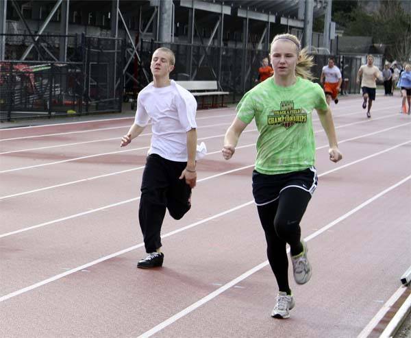 Junior Sophie Rockow provides experience on a young Mount Si girls sprinter squad.