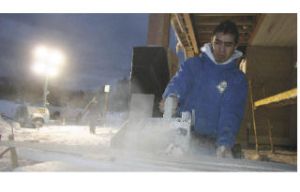 Working on a new home as dusk nears Wednesday