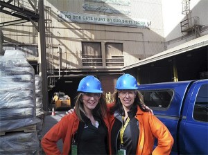 Snoqualmie Police Department evidence/records technician Janelle Knight and Redmond’s evidence technician Jennifer Assaker pose outside of the Nucor Corporation on March 6.