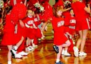 Cheerleaders in training