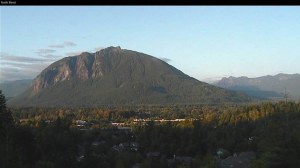 The view of Mount Si from the newly public North Bend city webcam.