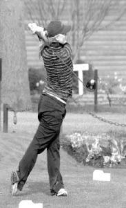 Katie Somers tees off in action against Issaquah last week. Despite shooting a 40