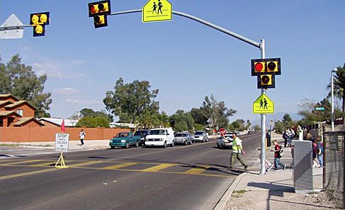 Snoqualmie staff referred to this concept photo to illustrate the proposed pedestrian-activated signal at Fisher Avenue Southeast.
