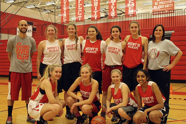 The Mount Si High School varsity girls basketball team members are