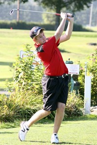 Bryce Karalus drives to start play on hole four at Mount Si Golf Course. The ‘Cats narrowly beat Skyline Thursday at home. Karalus was one of six players to shoot one over par.